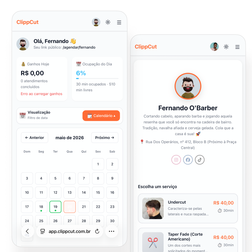 Interface do sistema ClippCut